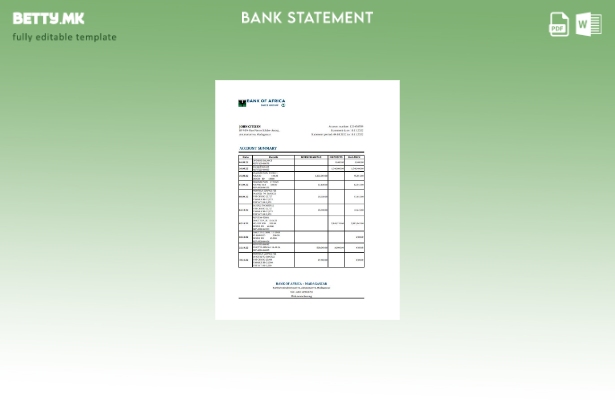 модерен стил Мадагаскар Банка на Африка банка извод на ексел шаблон